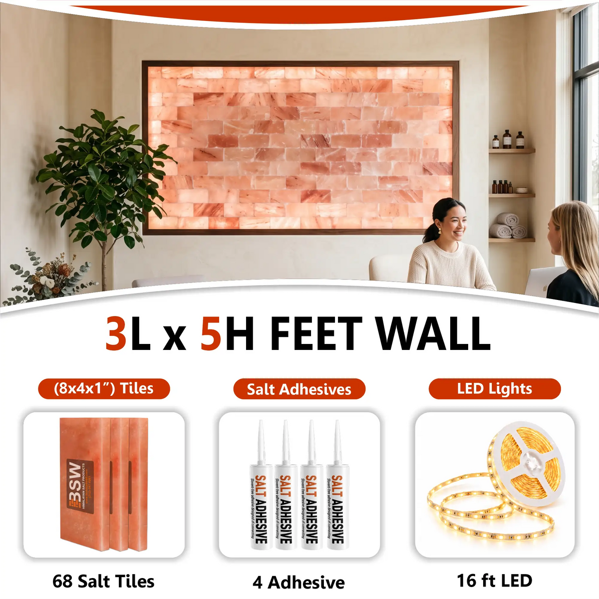 Backlit Himalayan Salt Wall Kit – 3 × 5 ft