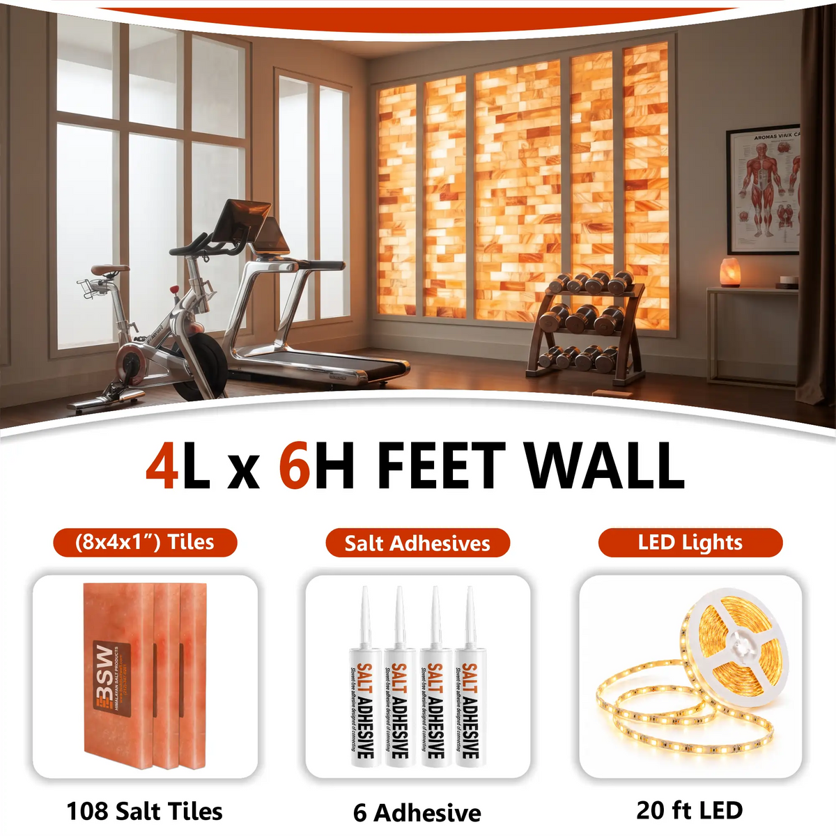 Backlit Himalayan Salt Wall Kit – 4 × 6 ft