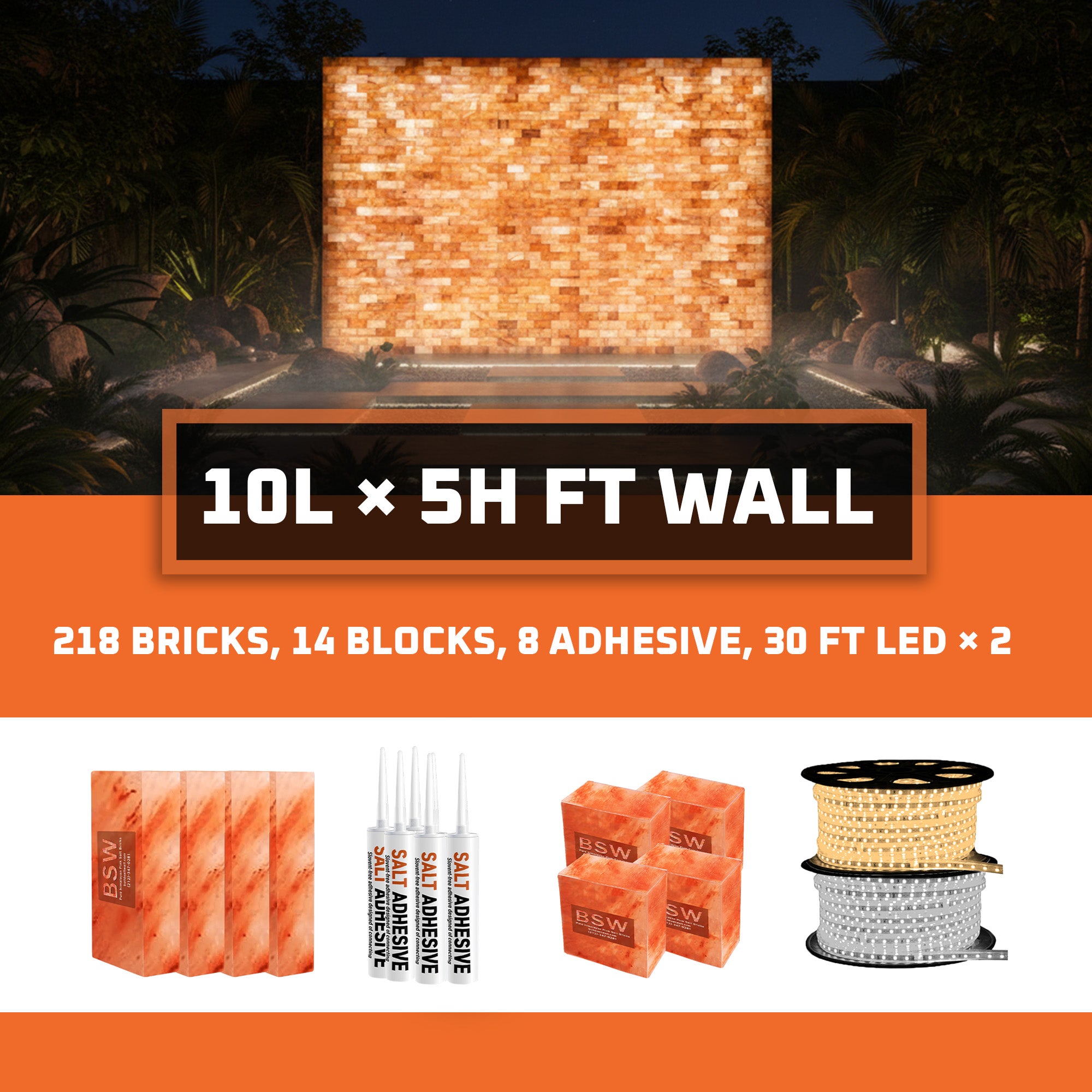 Himalayan Salt Bricks Wall Pack  (10L× 5H 