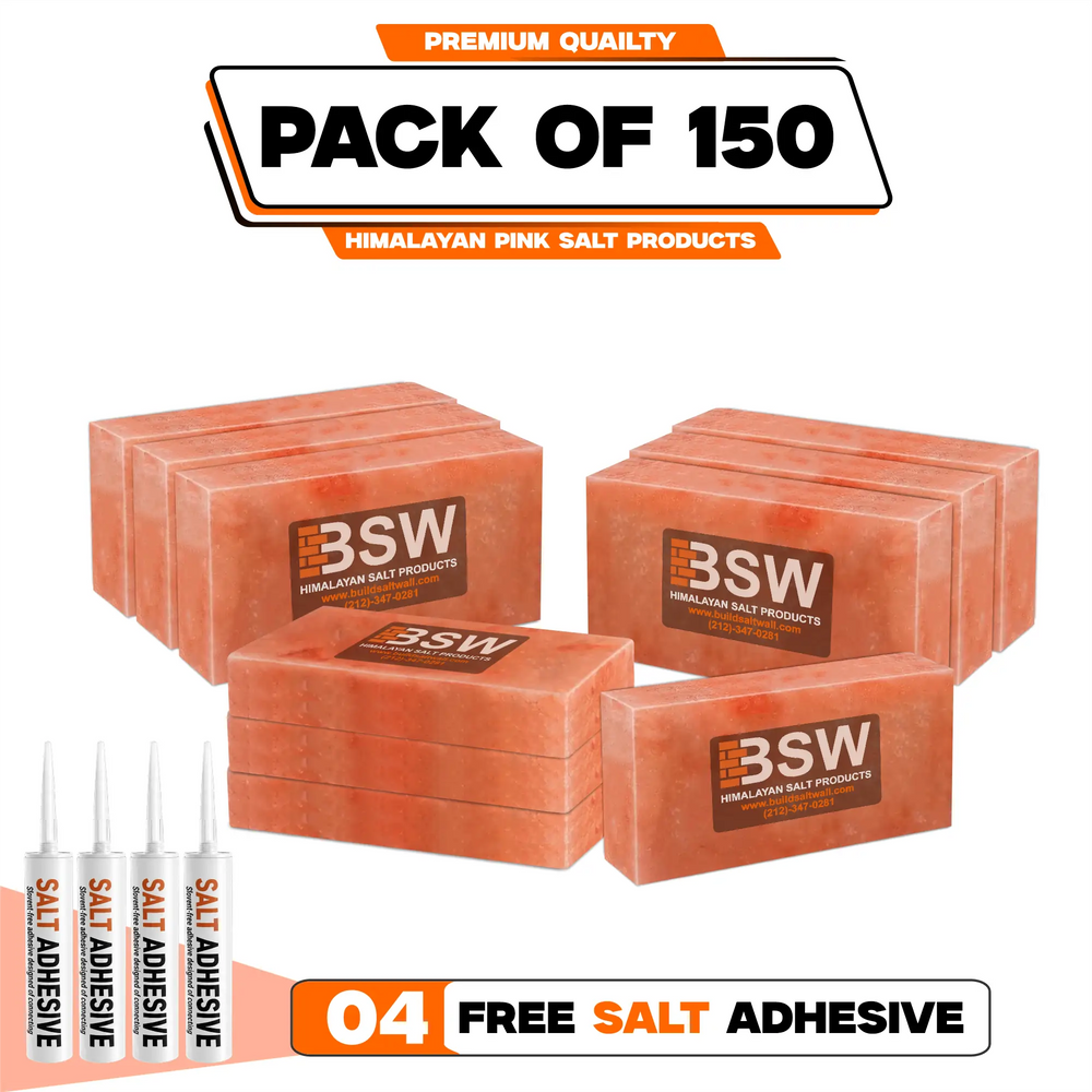 150 Himalayan pink salt bricks with 4 adhesive