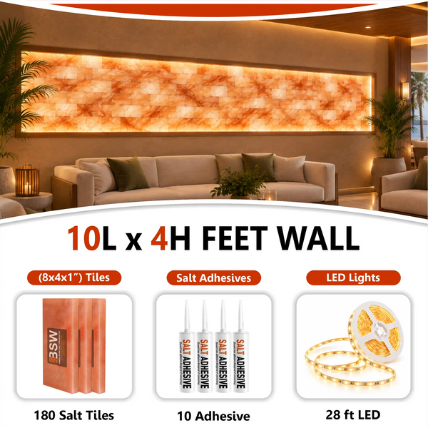 Backlit Himalayan Salt Wall Kit – 10 × 4 ft