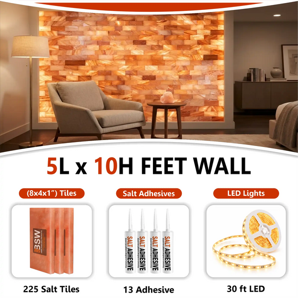 Backlit Himalayan Salt Wall Kit – 5 × 10 ft