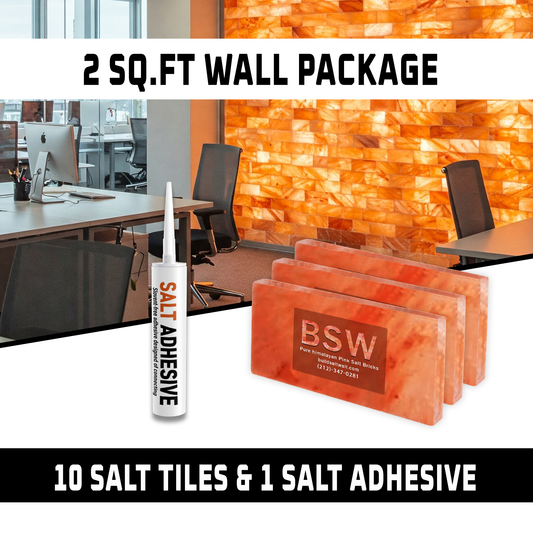 Build 2 sq. ft. Salt Wall (10 Himalayan Salt Tiles 8" x 4" x 1" With 1 Salt Adhesives)