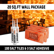 Build 20 Square Feet Salt Wall (100 Himalayan Pink Salt Tiles 8" x 4" x 1" With 3 Salt Adhesives)