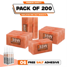 Pack illustration labeled 200 Himalayan salt bricks with 6 salt adhesive tubes