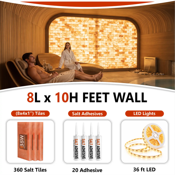 Backlit Himalayan Salt Wall Kit – 8 × 10 ft