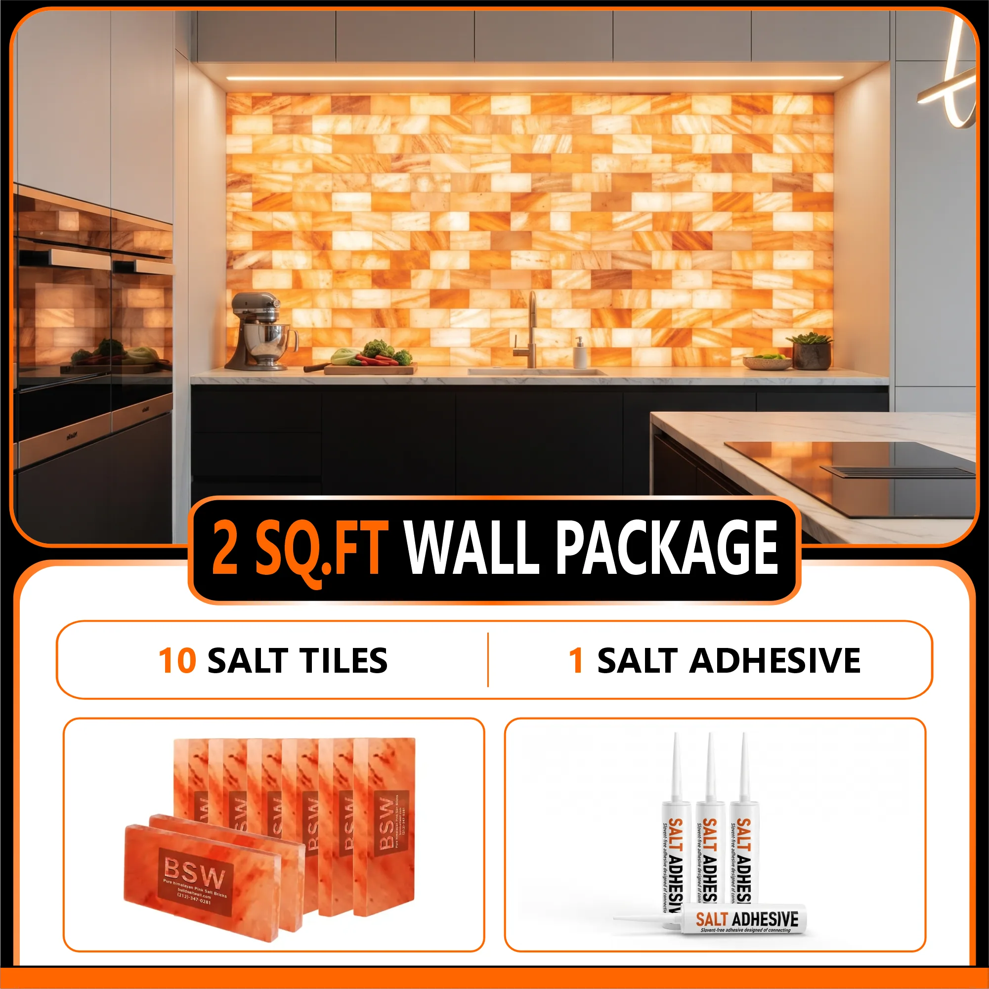 2 sq.ft wall 10 salt tiles with 1 adhesive