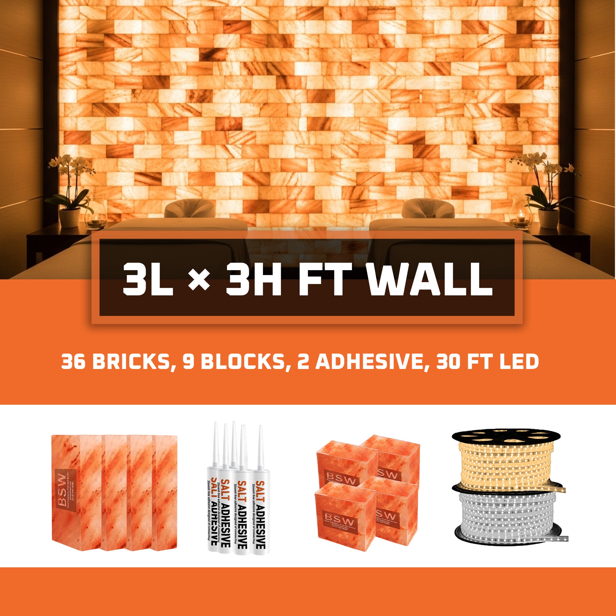 3L × 3H=9sq.ft Backlit Featured Wall