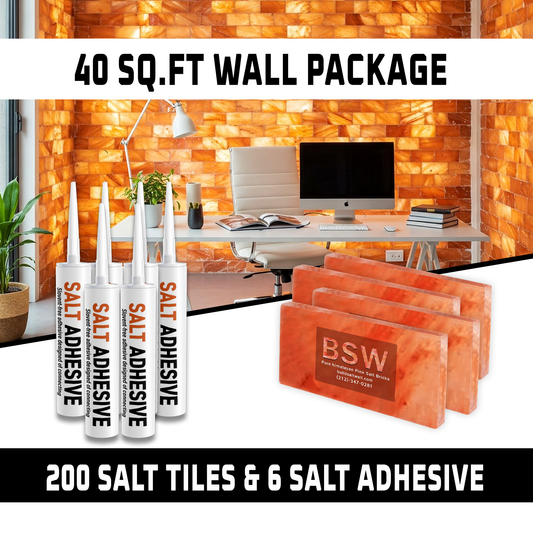 Build 40 sq. ft. Salt Wall (200 Himalayan Salt Tiles 8" x 4" x 1" and 6 Salt Adhesives)