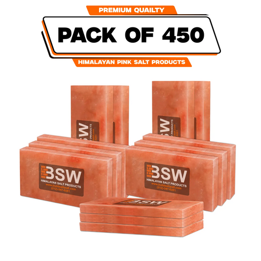 Pack illustration labeled 450 Himalayan pink salt tiles
