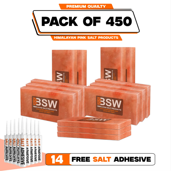 Himalayan Pink Salt Tiles - Pack of 450 With 14 Salt Adhesive