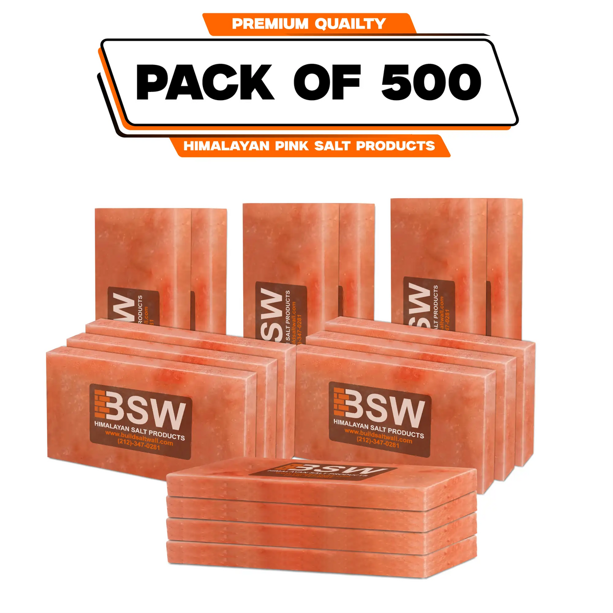 Pack illustration labeled 500 Himalayan pink salt tiles