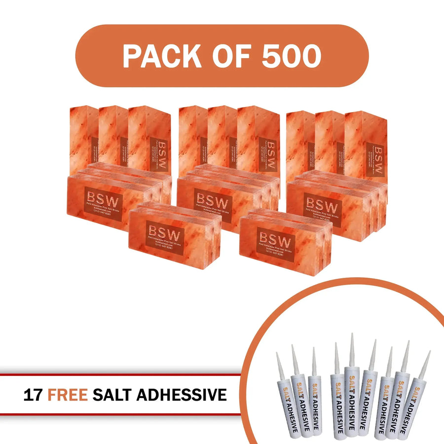 500 Himalayan salt bricks with 17 adhesive
