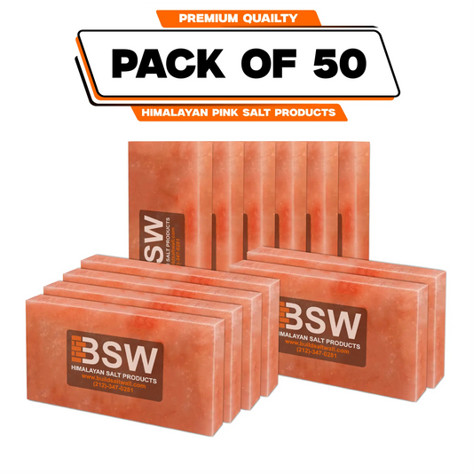 Pack illustration labeled 50 Himalayan pink salt tiles