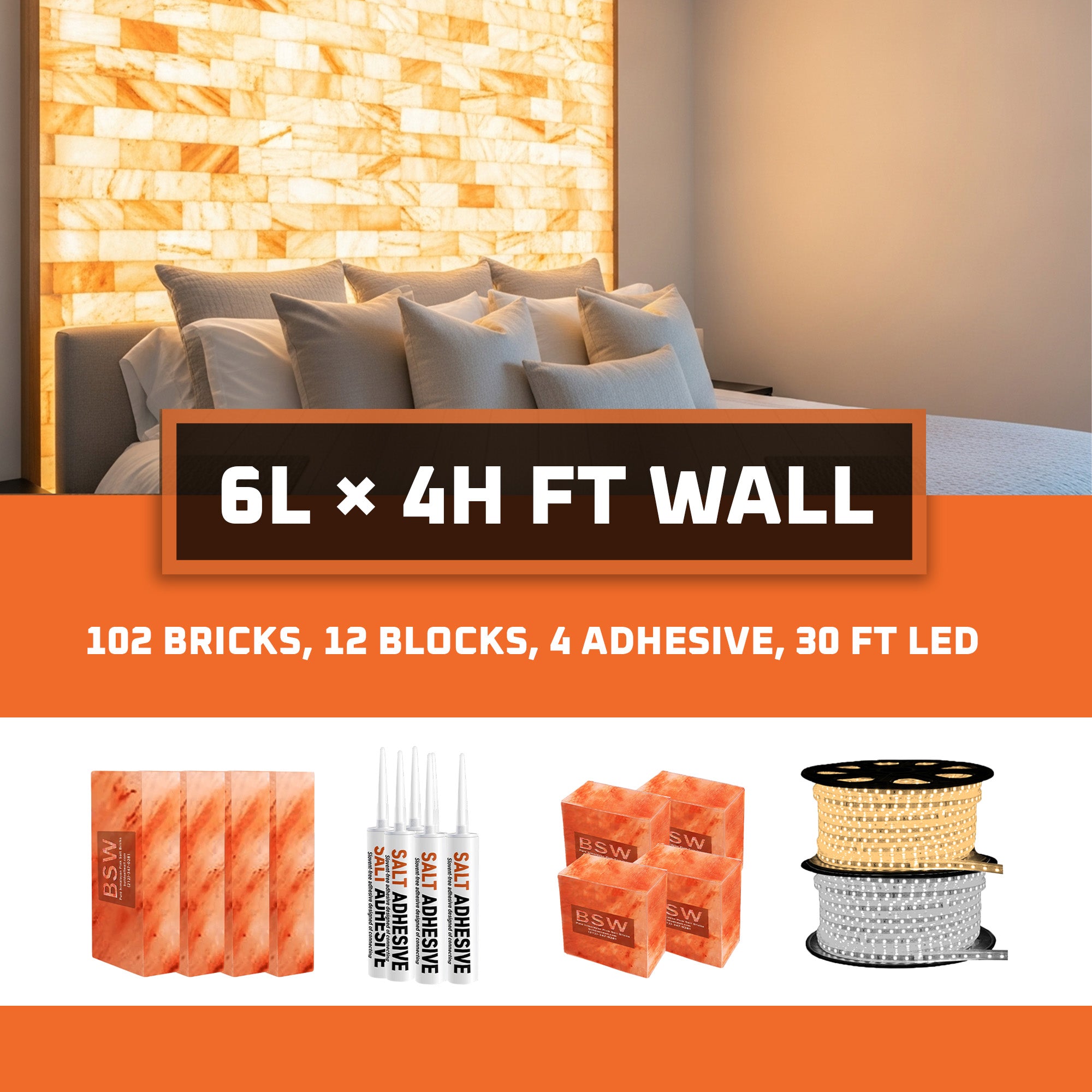 Himalayan Salt Bricks Wall Pack  (6ft × 4ft 