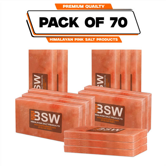 Pack illustration labeled 70 Himalayan pink salt tiles