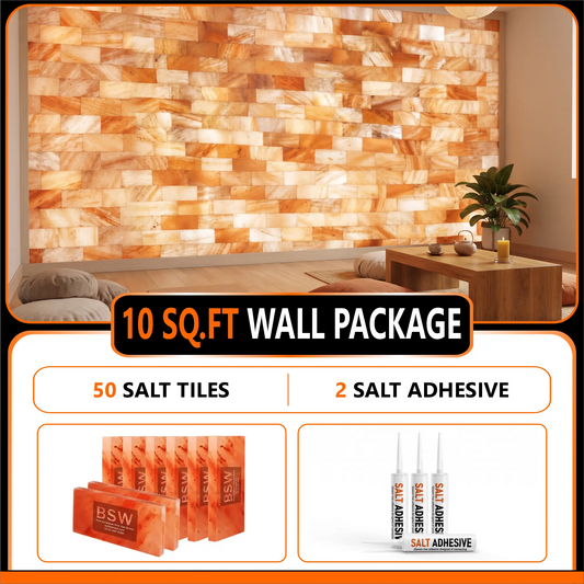 Build 10 sq. ft. Salt Wall With 50 Himalayan Salt Tiles and 2 Salt Adhesive Build Salt Wall