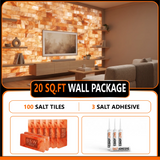 Build 20 Square Feet Salt Wall (100 Himalayan Pink Salt Tiles 8" x 4" x 1" With 3 Salt Adhesives) Build Salt Wall