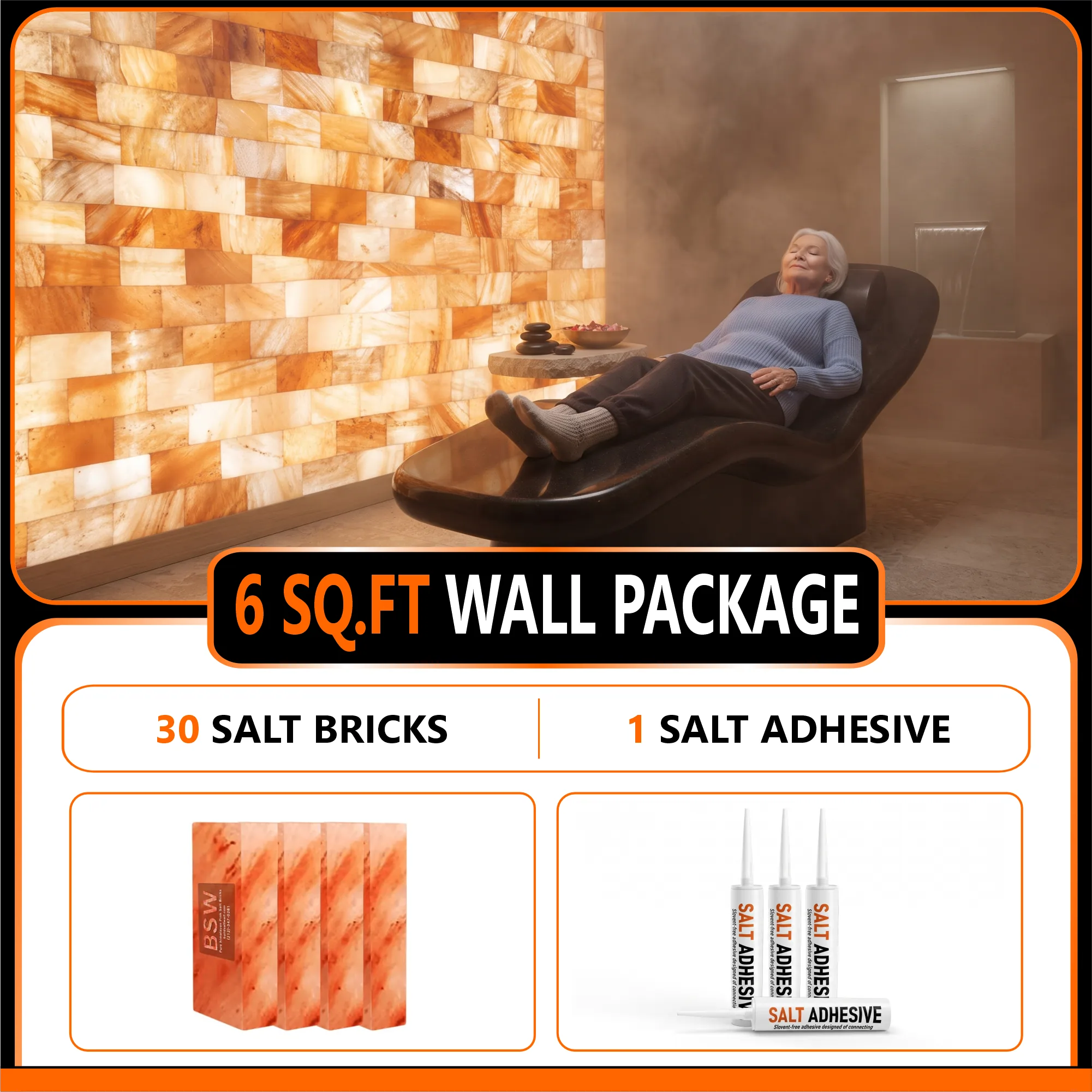 Build 6 sq. ft. Pink Salt Wall With 30 Himalayan Salt Bricks and 1 Salt Adhesive Build Salt Wall