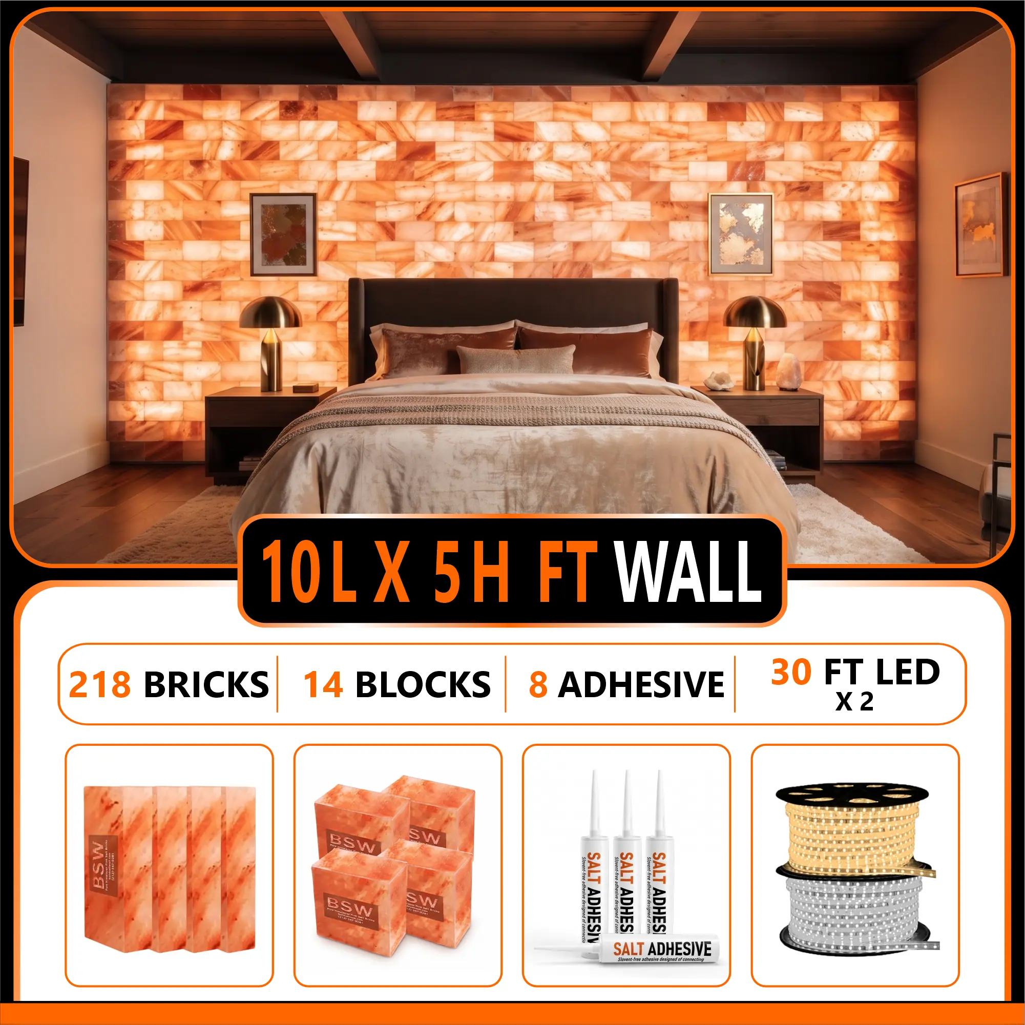 Himalayan Salt Bricks Wall Pack  (10L× 5H 