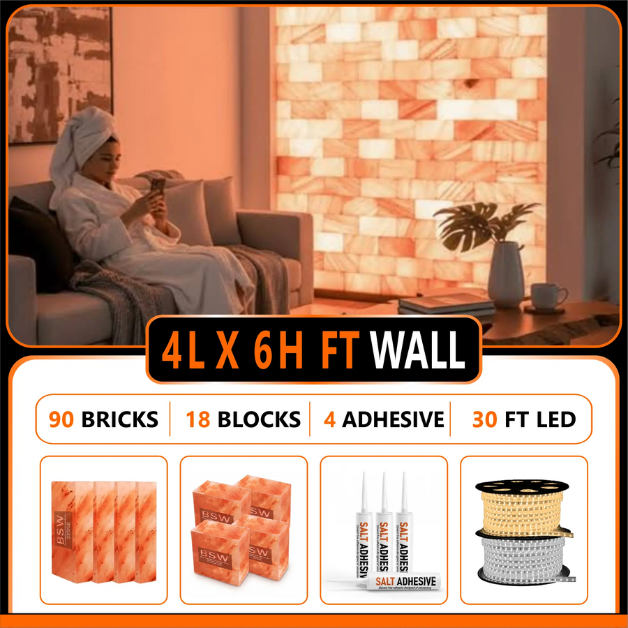 Himalayan Salt Bricks Wall Pack  (4ft × 6ft 