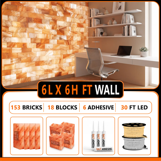 Himalayan Salt Bricks Wall Pack  (6L × 6H 