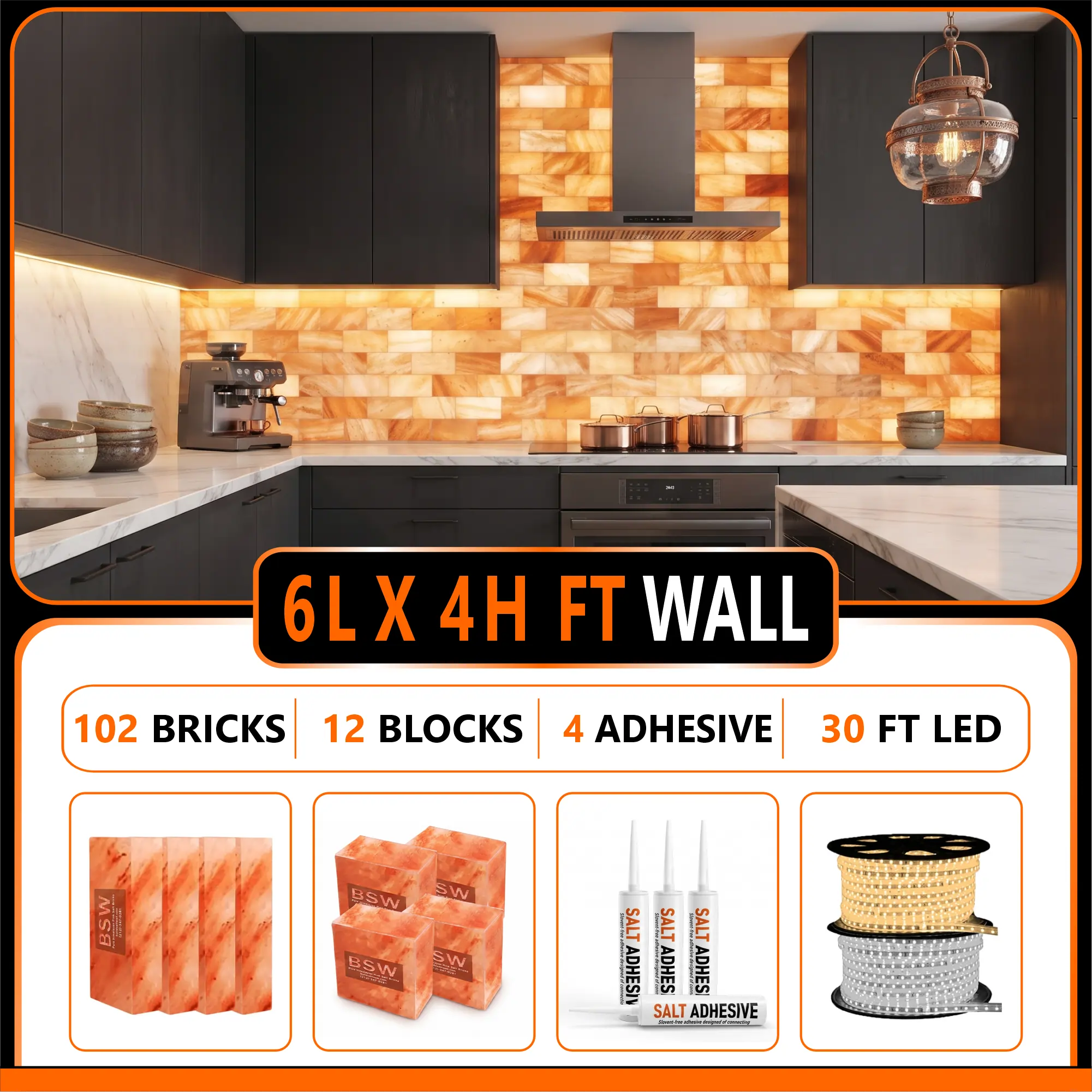Himalayan Salt Bricks Wall Pack  (6ft × 4ft 