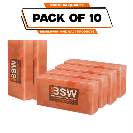 Pack illustration labeled 10 Himalayan salt bricks