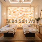 Luxury Couples Massage Treatment Room with Backlit Himalayan Salt Brick Wall