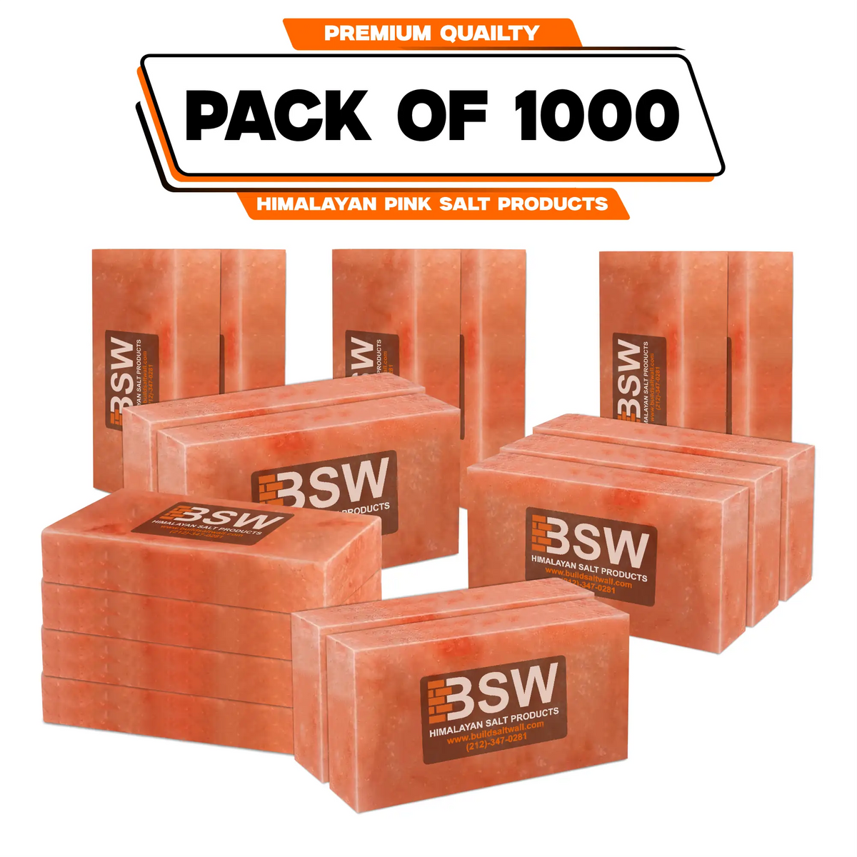 Pack illustration labeled 1,000 Himalayan salt bricks