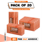 Pack illustration labeled 20 Himalayan pink salt tiles with 1 salt adhesive tube