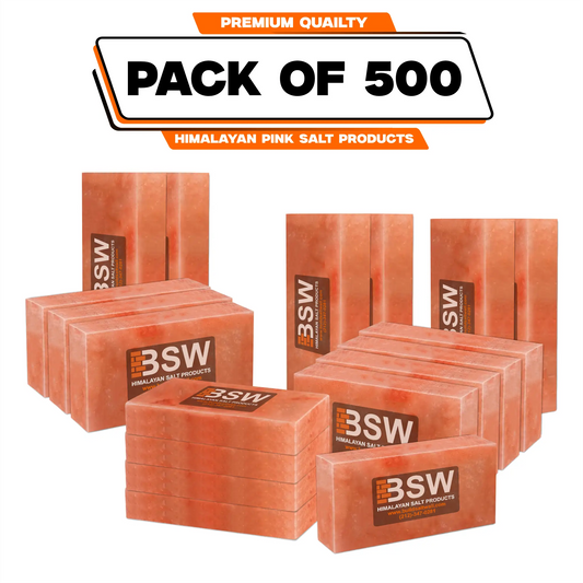 Pack illustration labeled 500 Himalayan salt bricks