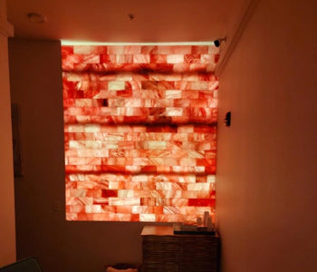 Pink Salt Bricks Wall with Light