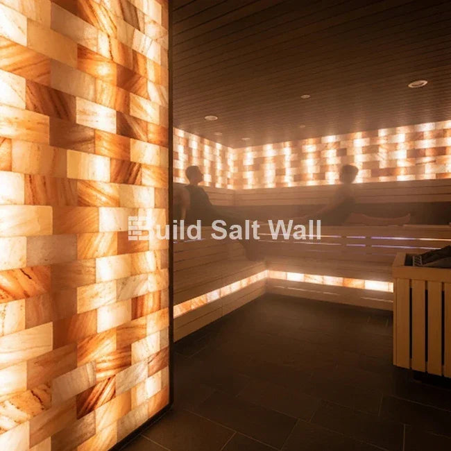 Salt bricks in wooden room