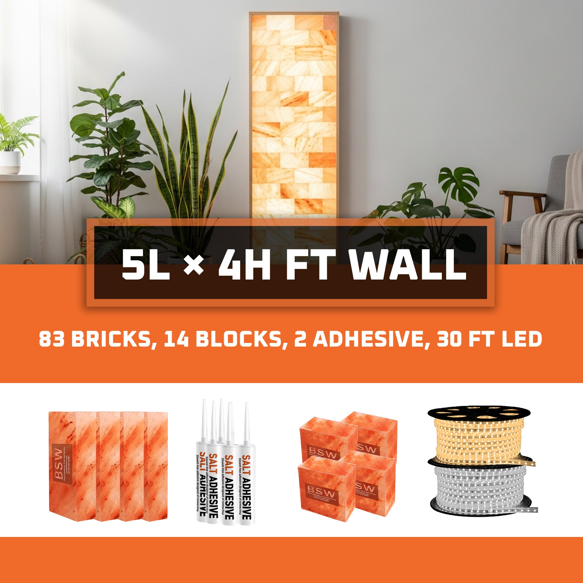 Himalayan Salt Bricks Wall Pack  (5L × 4H 
