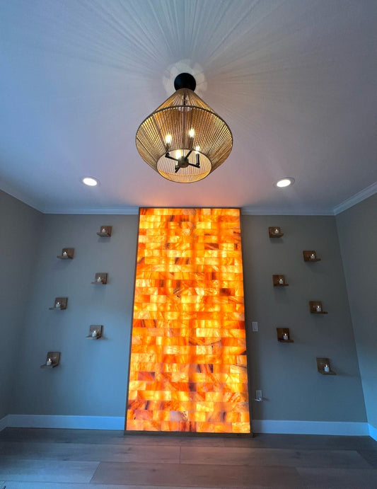 Build 2 sq. ft. Salt Wall (10 Himalayan Salt Tiles 8" x 4" x 1" With 1 Salt Adhesives) Build Salt Wall