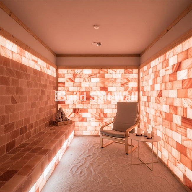 Build 20 Square Feet Salt Wall (100 Himalayan Pink Salt Tiles 8" x 4" x 1" With 3 Salt Adhesives)