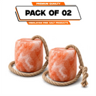 2 pink salt lick blocks with hanging ropes