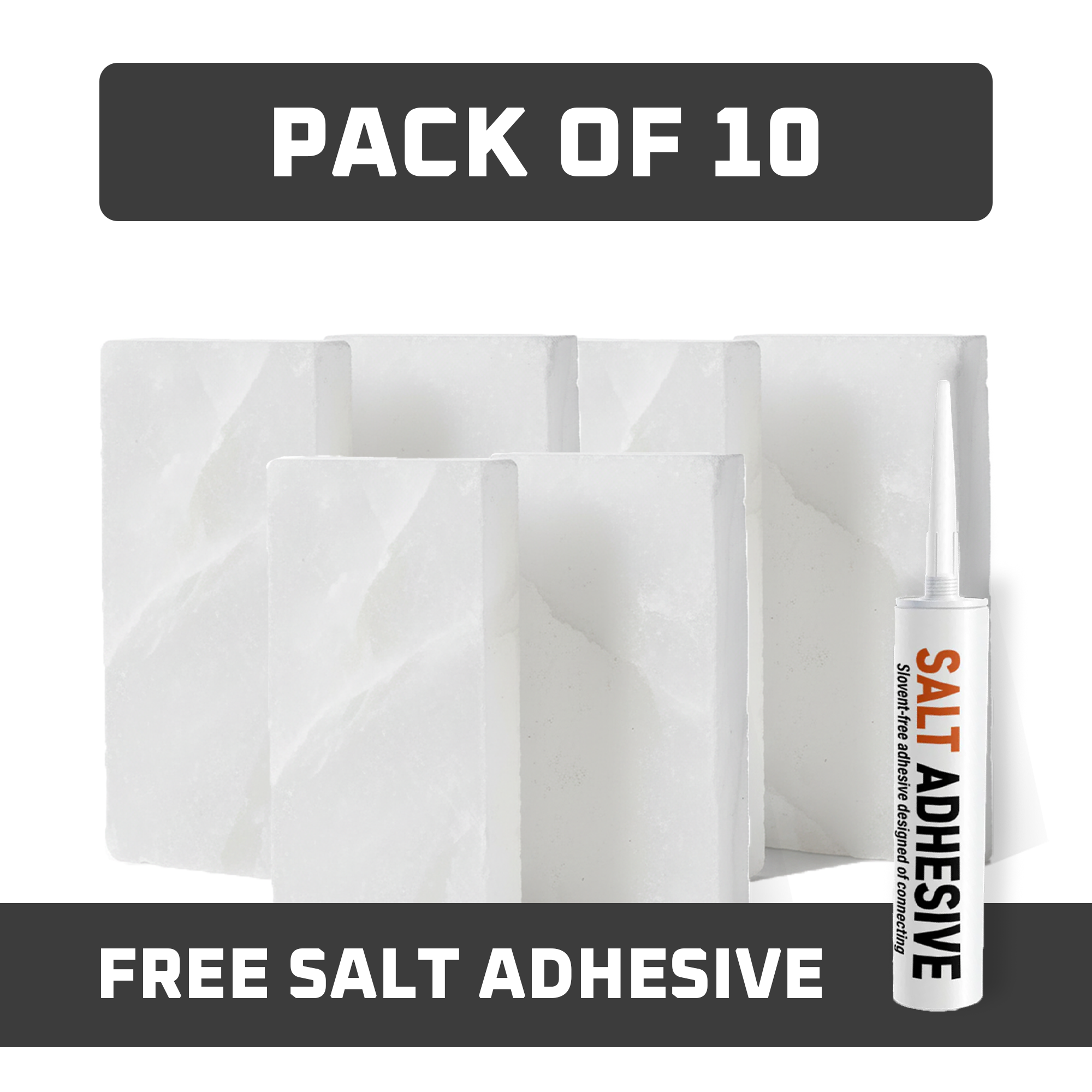 White Salt Tiles pack of 10 with adhesive