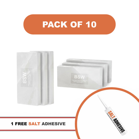  10 White Salt Tiles with salt adhesive