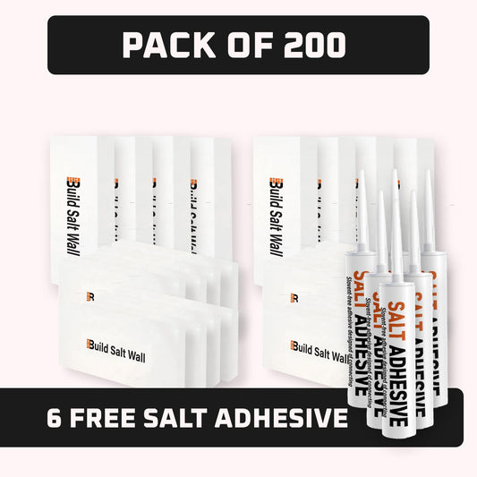 Himalayan White Salt Tiles 8" x 4" x 1"- Pack of 200 With Free 6 Salt Adhesive