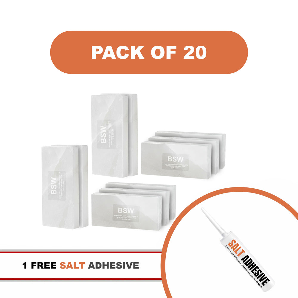 20  White Salt Tiles with salt adhesive