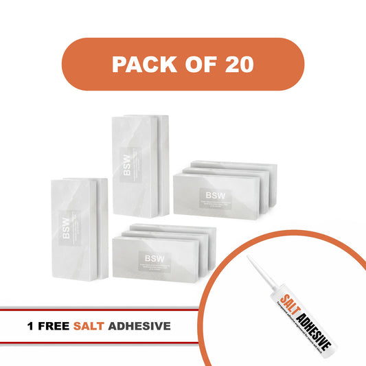 20  White Salt Tiles with salt adhesive