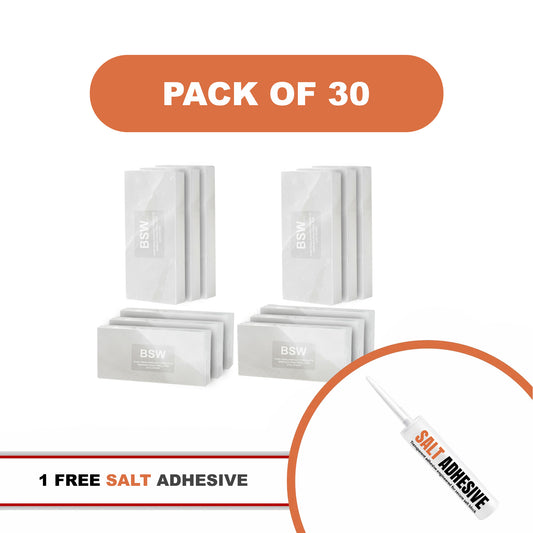 30  White Salt Tiles with salt adhesive
