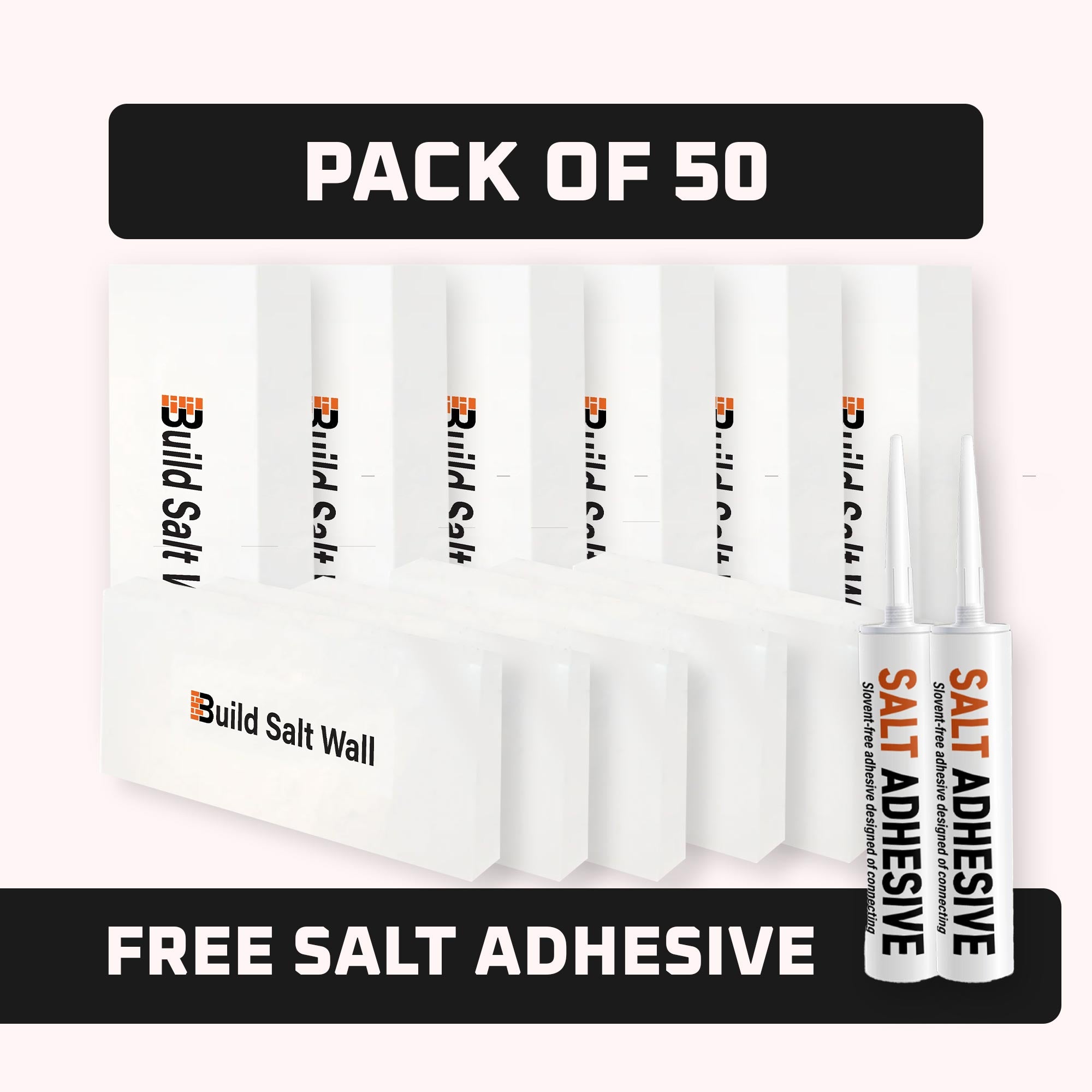 50 white salt tiles with adhesive