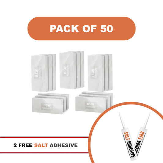  50 White Salt Tiles with salt adhesive