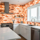 pink salt bricks walls in kitchen design