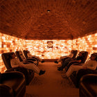 pink salt bricks walls in sauna