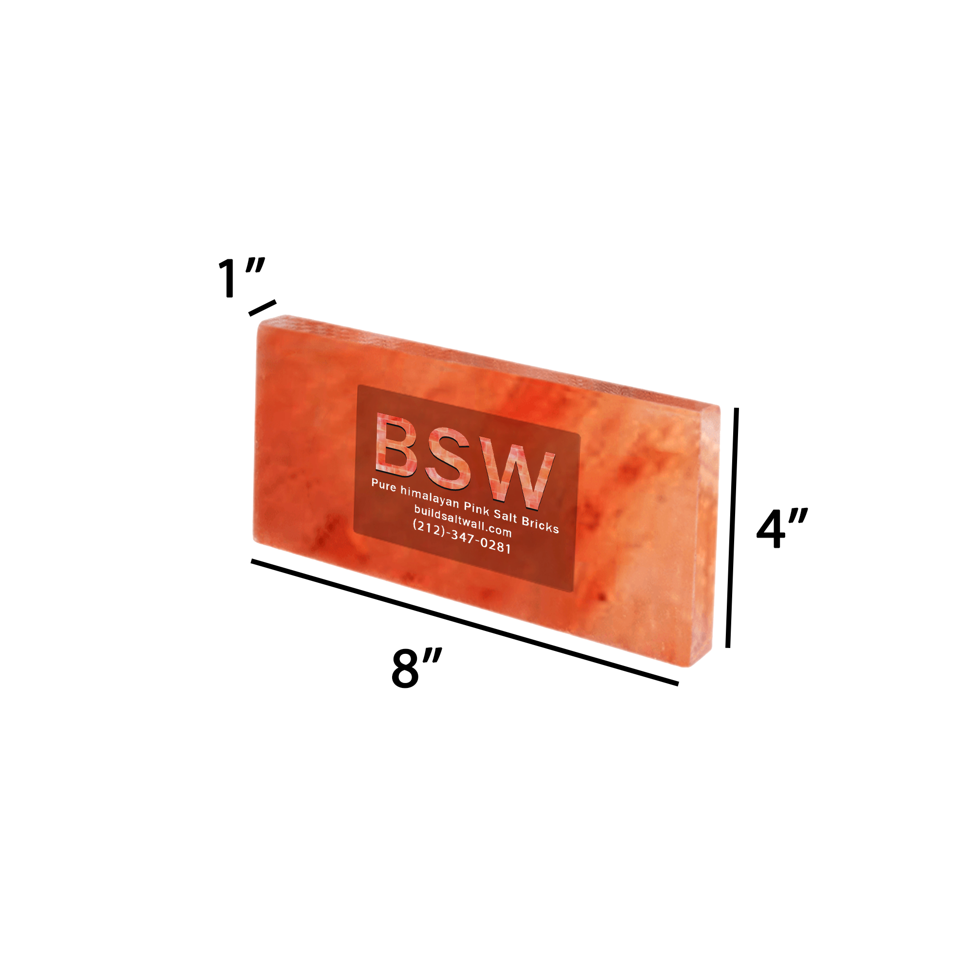 Himalayan Pink Salt Tiles 8" x 4" x 1" – Pack of 10 With Free Salt Adhesive